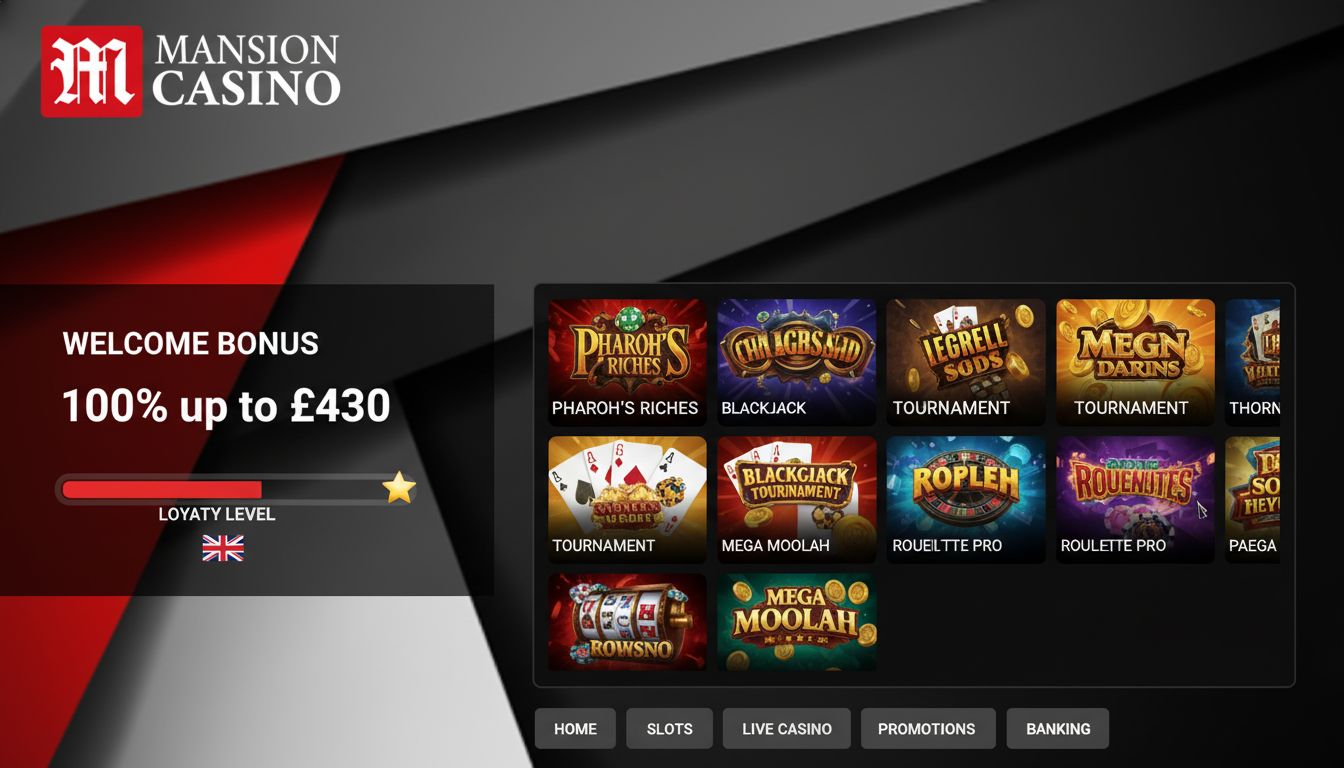 A player’s welcome bonus display with leaderboard-style progress tracker and the bonus offer of £430.