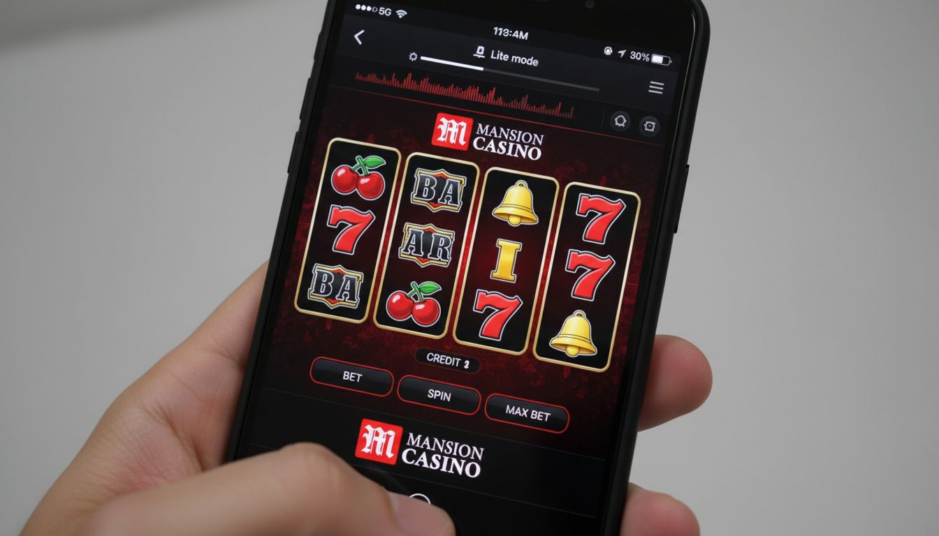 Phone screen playing Casino app with battery and data indicators optimized.